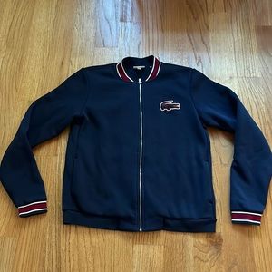 Lacoste boys navy zip jacket with logo - size 14